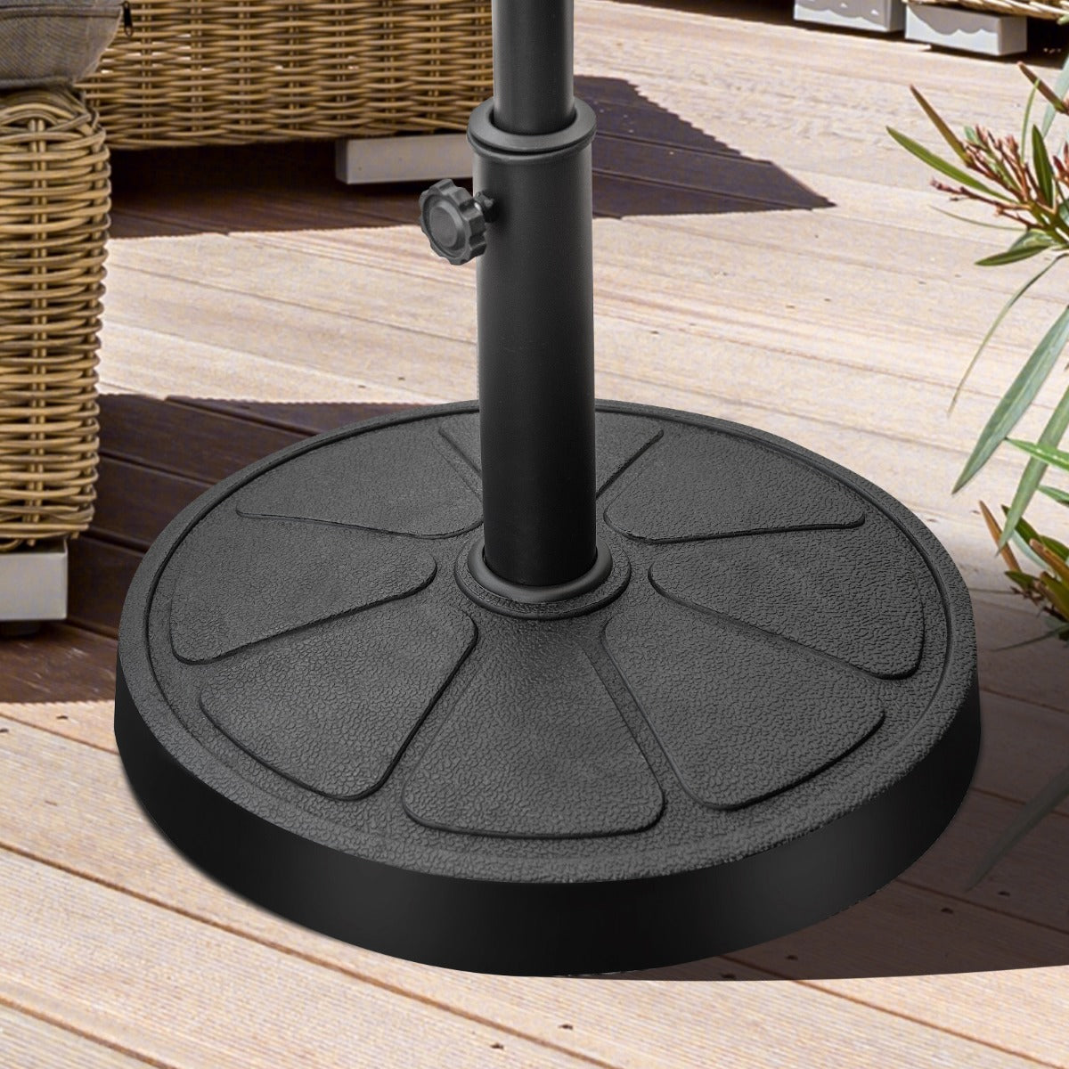 Base de Guarda-Sol para Exterior – 45 cm – Preto – Resina