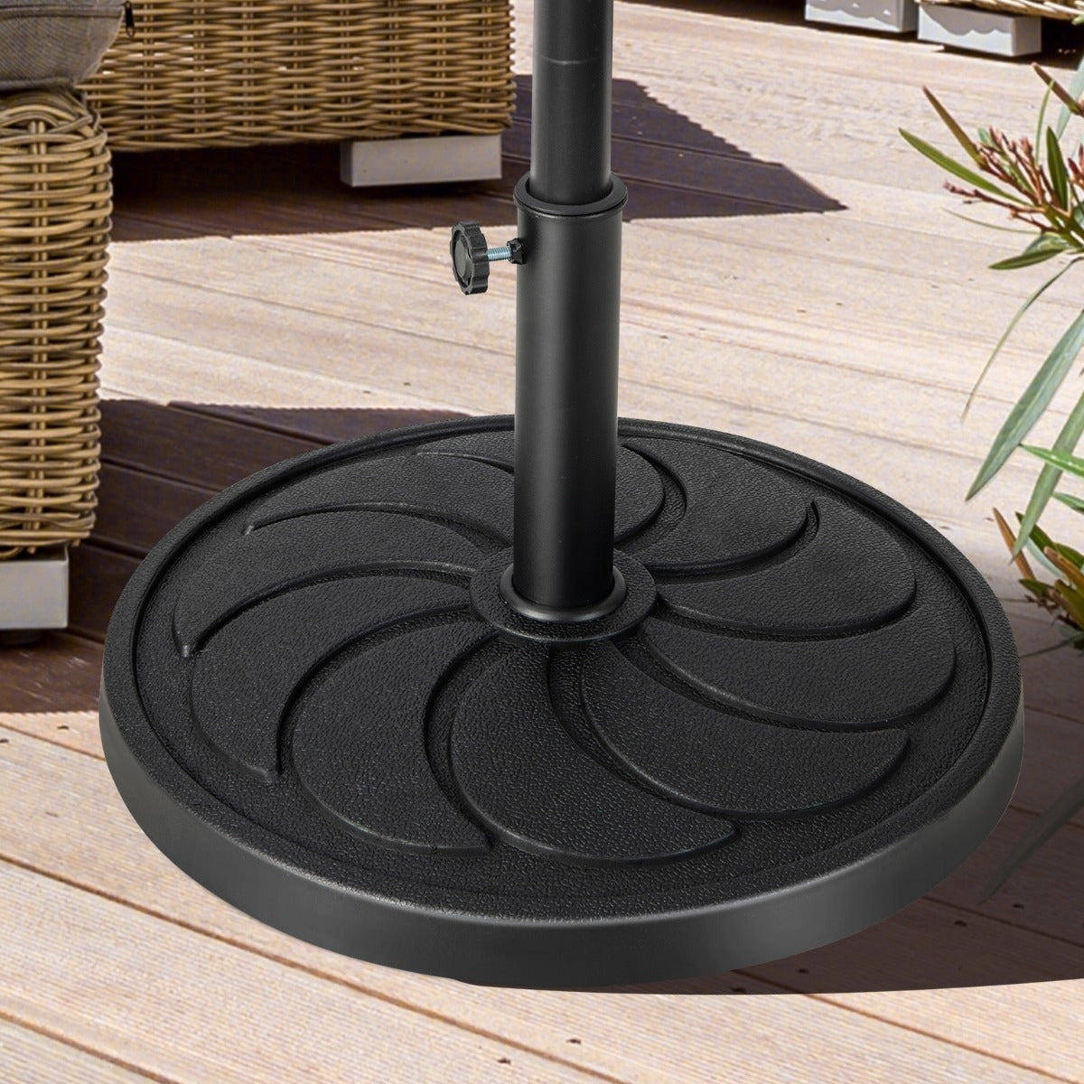 Base de Guarda-Sol para Exterior – 54 cm – Preto – Resina