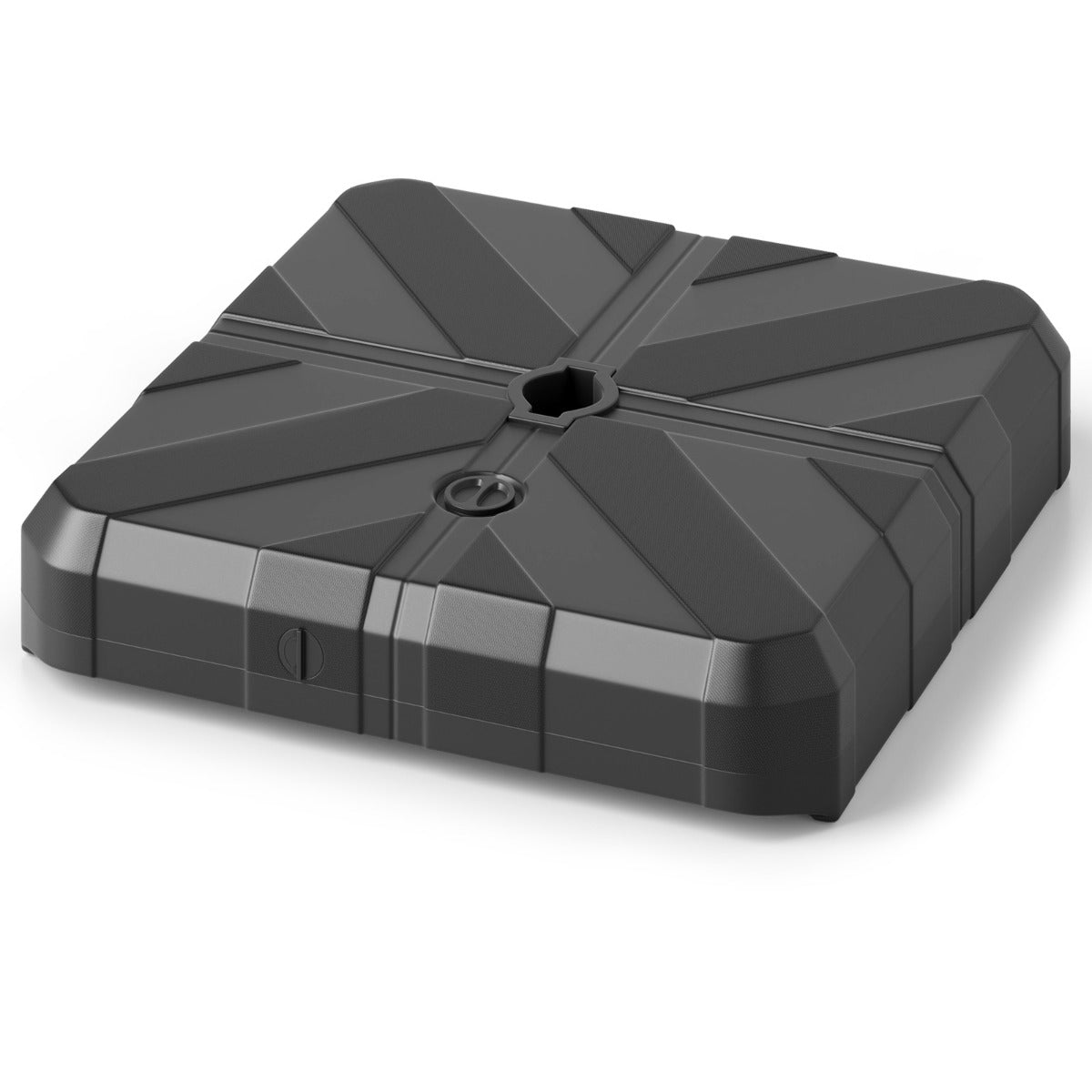 Base Ponderosa para Guarda-Sol com Suporte em Cruz e Pegas Recortadas Suporte Quadrado Portátil para Mastros de 38 mm e 48 mm Preto