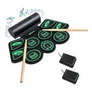 Kit de Bateria Eletrónica de 9 Pads com 2 Pedais, 2 Baquetas, Saída para Auscultadores, Função MIDI, Porta USB e MP3