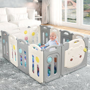 Parque Infantil Plegável com 12 Painéis de HDPE Centro de Atividades para Crianças Porta com Fecho Brinquedos Divertidos 118 x 160 x 64 cm