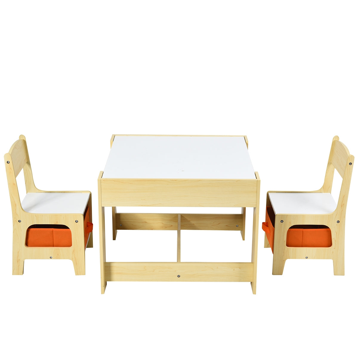 Conjunto de Mesa e 2 Cadeiras para Crianças com Caixas de Arrumação Natural