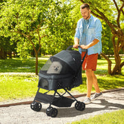 Carrinho para Animais de Estimação Dobrável – 76.5x52x95cm – Cinzento – Aço e tecido Oxford