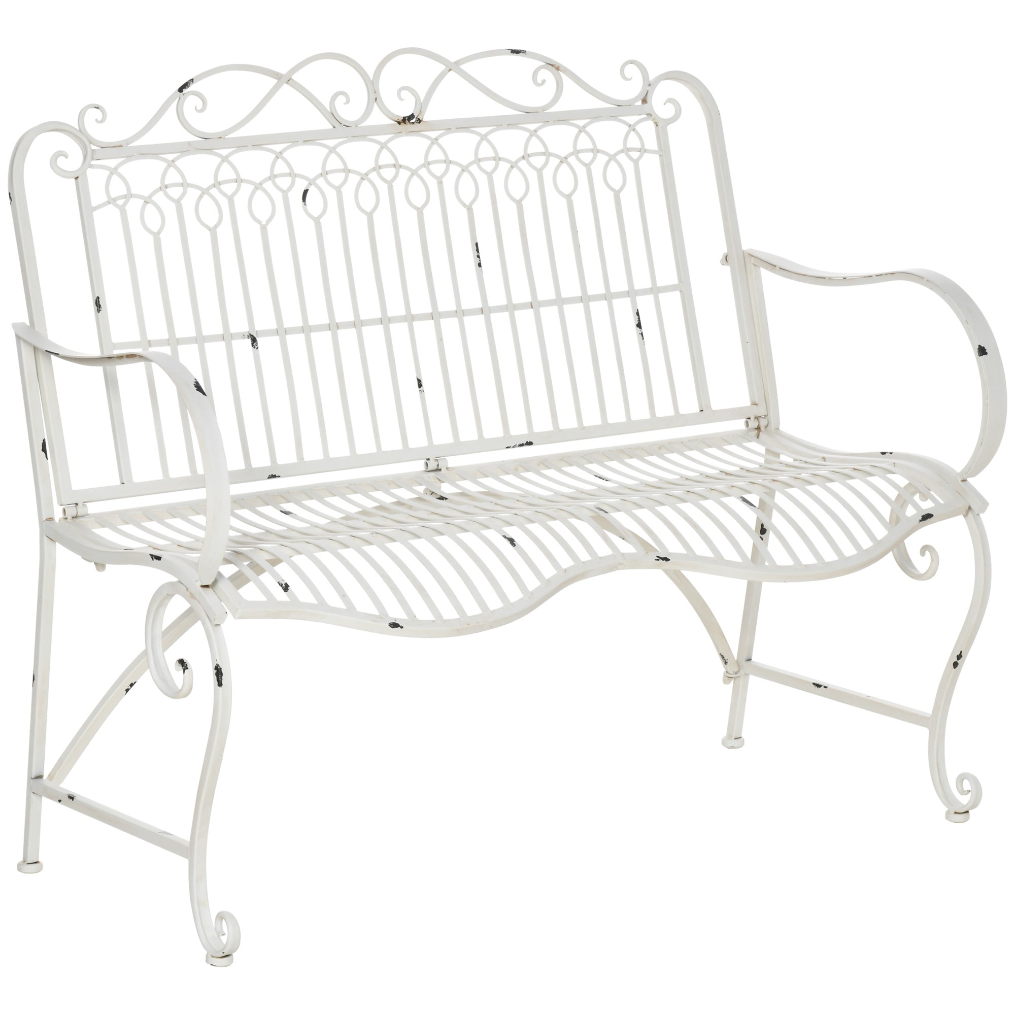 Banco de Jardim 2 Lugares Branco 110x60x97cm - Elegância e Conforto para o seu Exterior