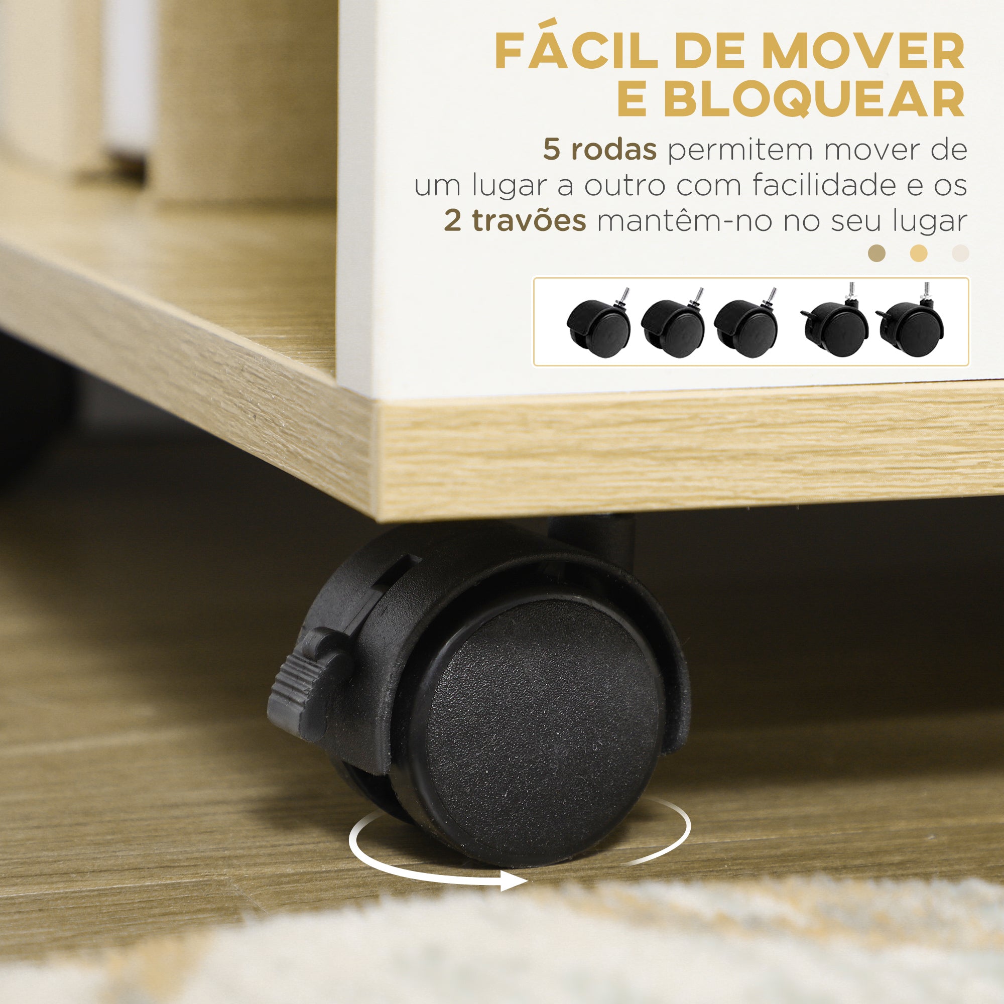 Armário para TV Flutuante com 2 Portas e 2 Prateleiras - 120x40x38,5cm - Branco e Madeira