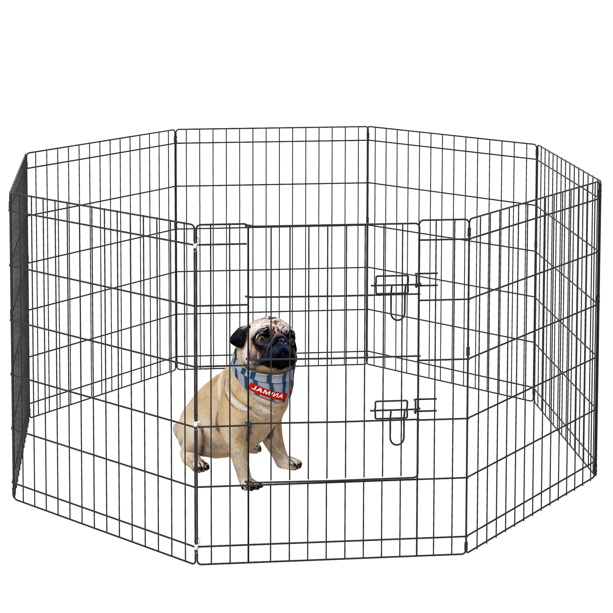 Parque para Cães 8 Painéis 76x61cm Preto - Gaiola Metálica Dobrável