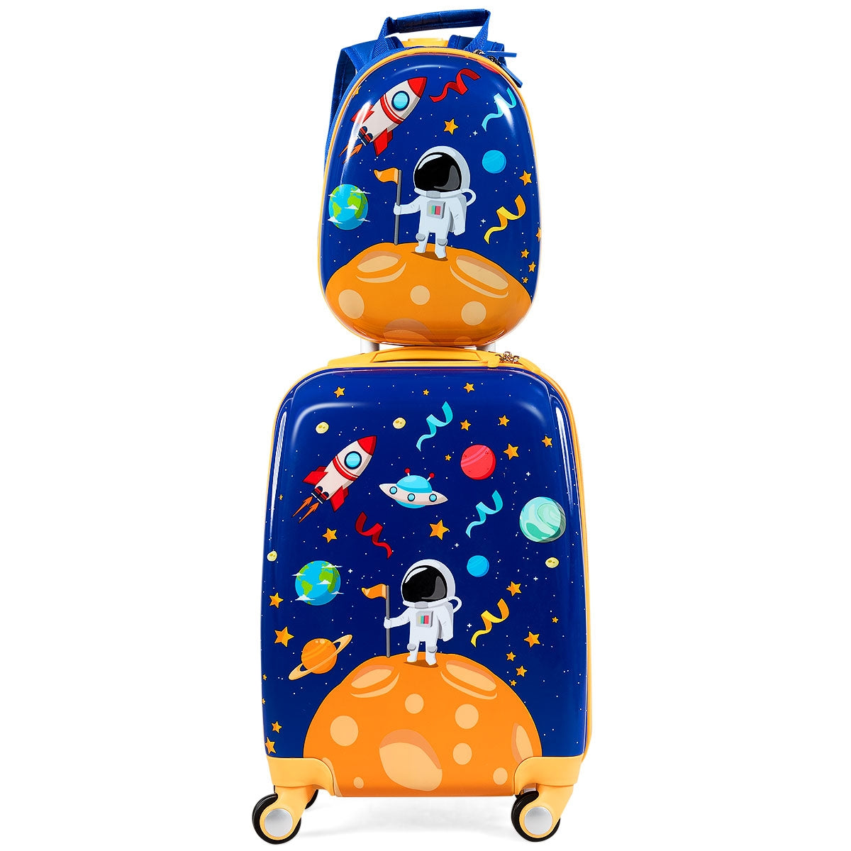 Conjunto de Mala e Mochila Astronauta para Crianças, 12"+18", com Pega Ajustável - Equipamento de Viagem