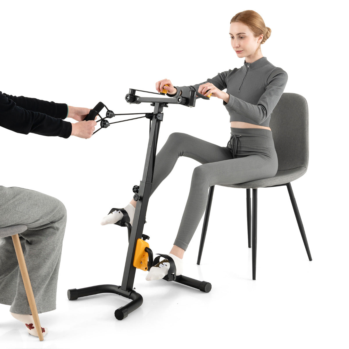 Pedaleira de Exercício Bicicleta Dobrável para Mãos, Braços, Pernas e Joelhos - Ideal para Reabilitação de Idosos