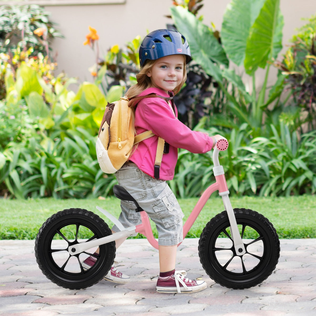 Bicicleta de Equilíbrio de 30 cm com Manillar e Assento Ajustáveis - Rosa
