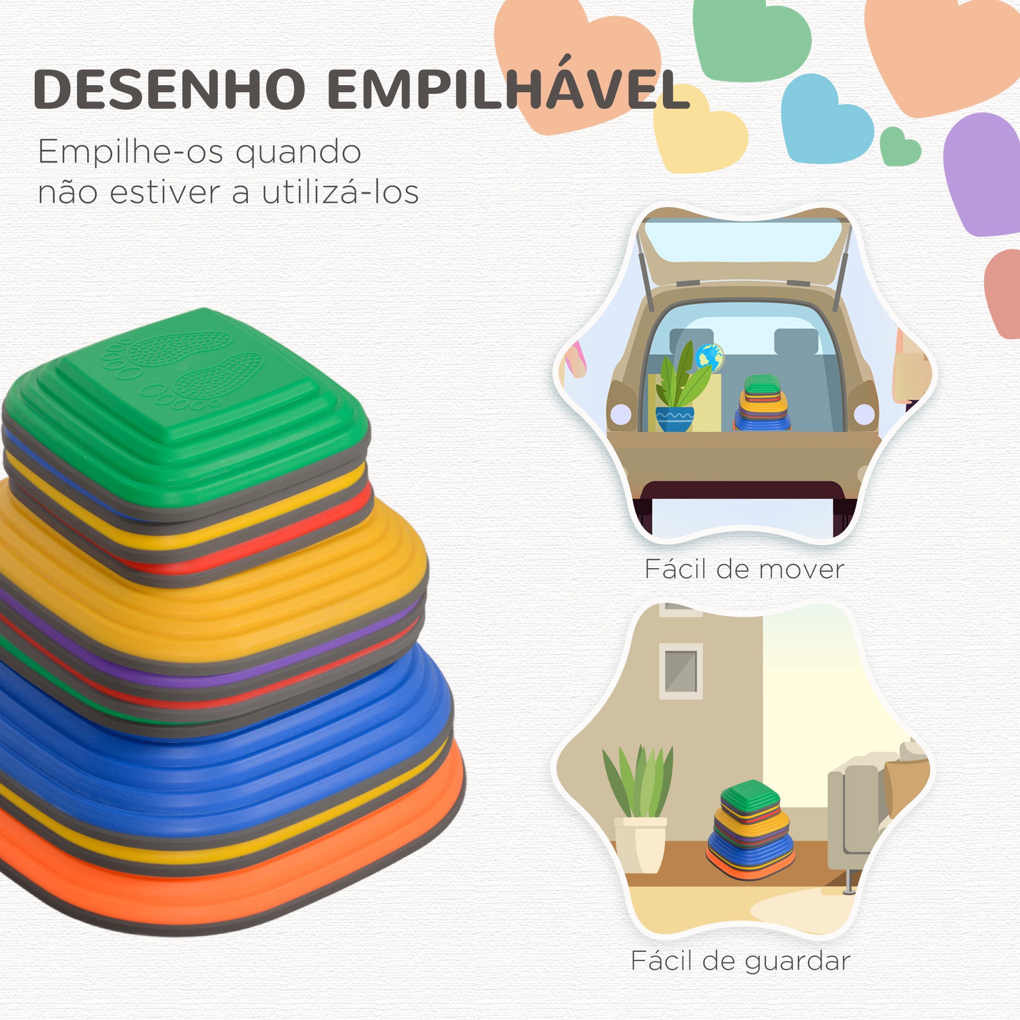 Conjunto de Blocos de Equilíbrio Multicor 37x37x19 cm para Crianças acima de 3 Anos