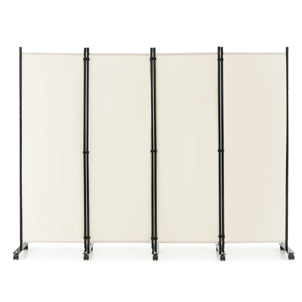 Biombo de 4 Painéis Separador de Ambientes com Rodas Telas de Privacidade Divisor para Casa Escritório 225 x 30 x 173 cm Branco