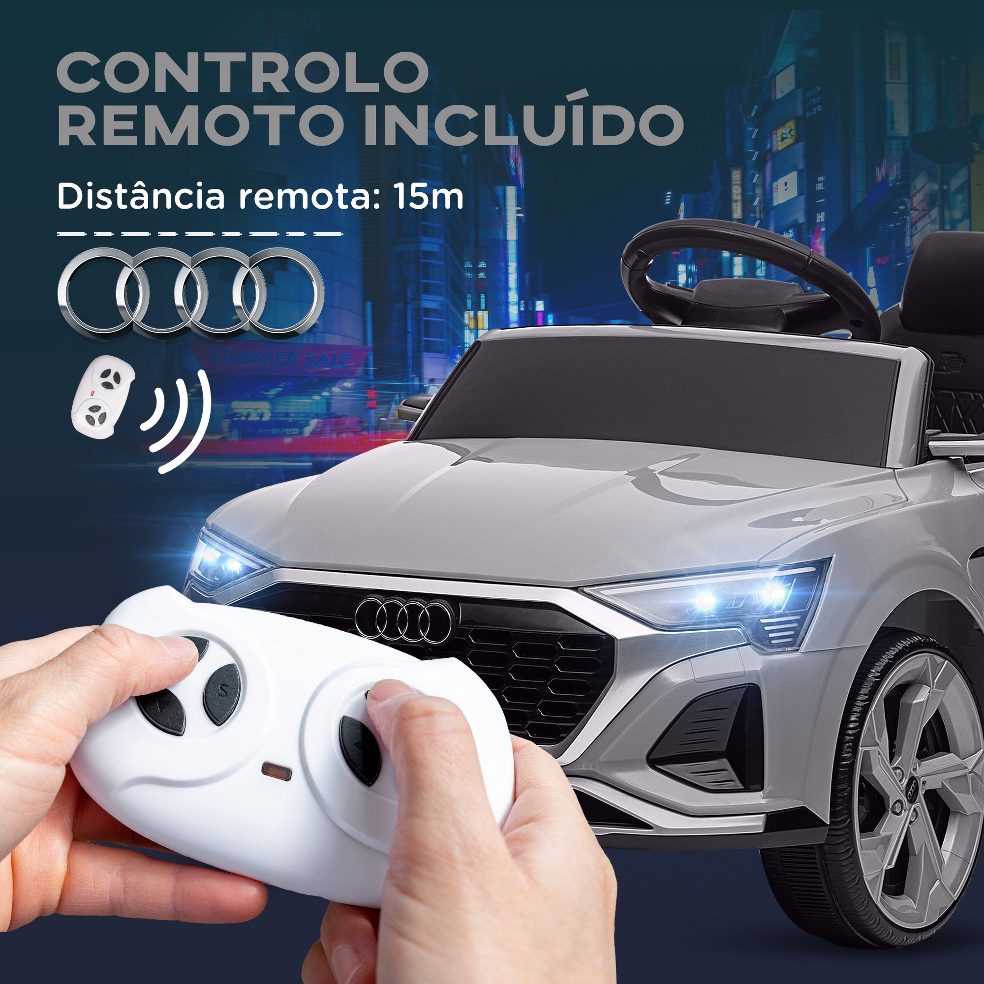 Carro Elétrico Infantil Cinzento 98x49,5x43 cm - Audi Q8 Etron Sportback