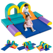 Bloques de Escalada de Espuma de 10 Peças em Ginásio de Jogo de Pele Artificial Estruturas Leves para Bebés para Gatinhar e Escalar Verde