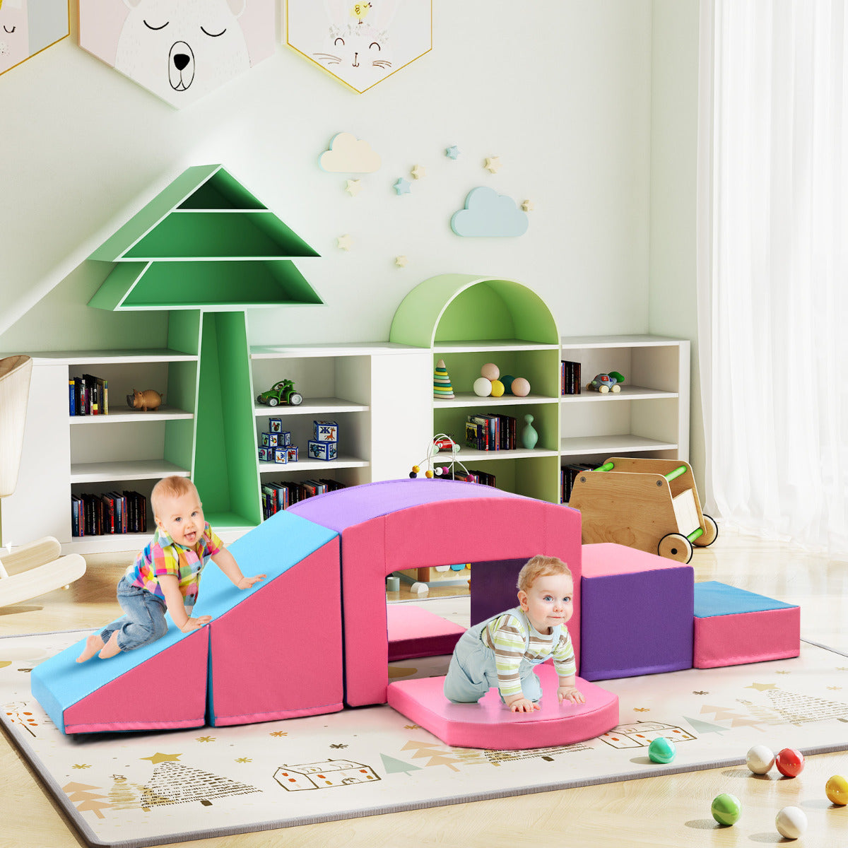 Conjunto de Escalada de Espuma – 6 Peças – Colorido – Espuma EPE