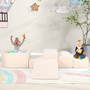 Conjunto de Escalada e Rampa – 5 Peças – Bege – Tecido Suede e Esponja