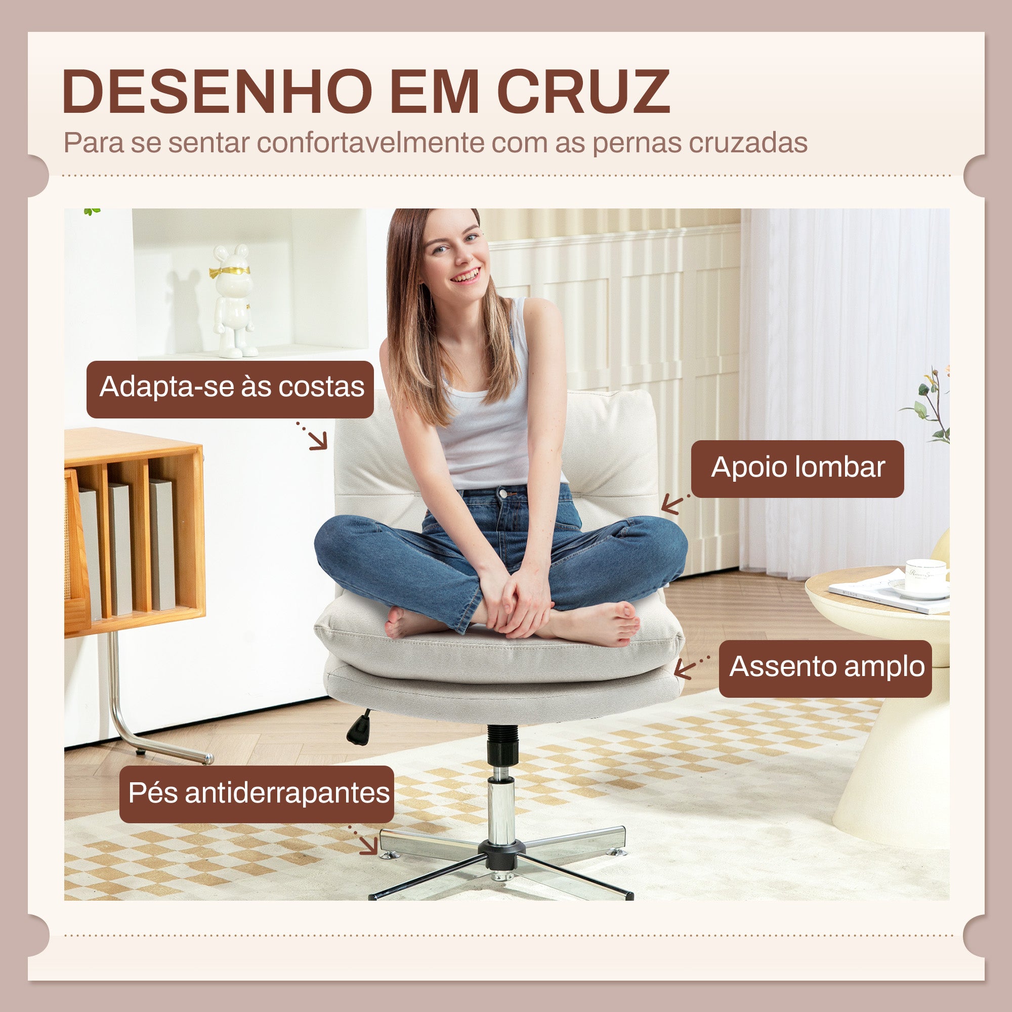 Cadeira de Escritório – 65x65x84-94 cm – Cinza Claro – Tecido técnico respirável