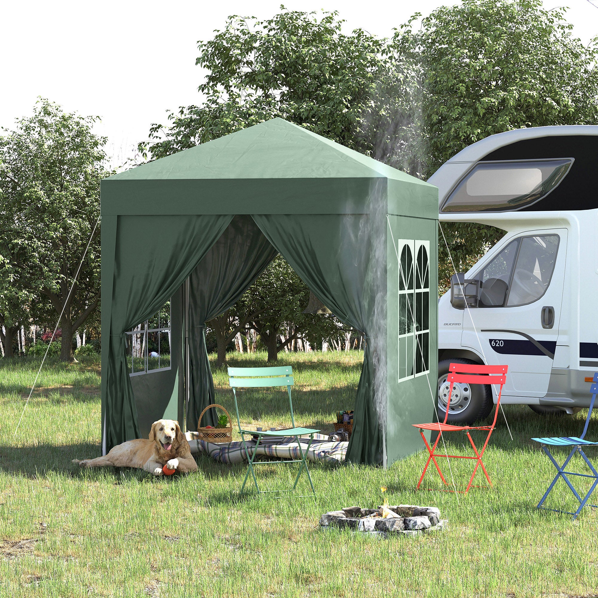 Tenda Dobrável Verde 2x2x2,45m para Jardim e Eventos