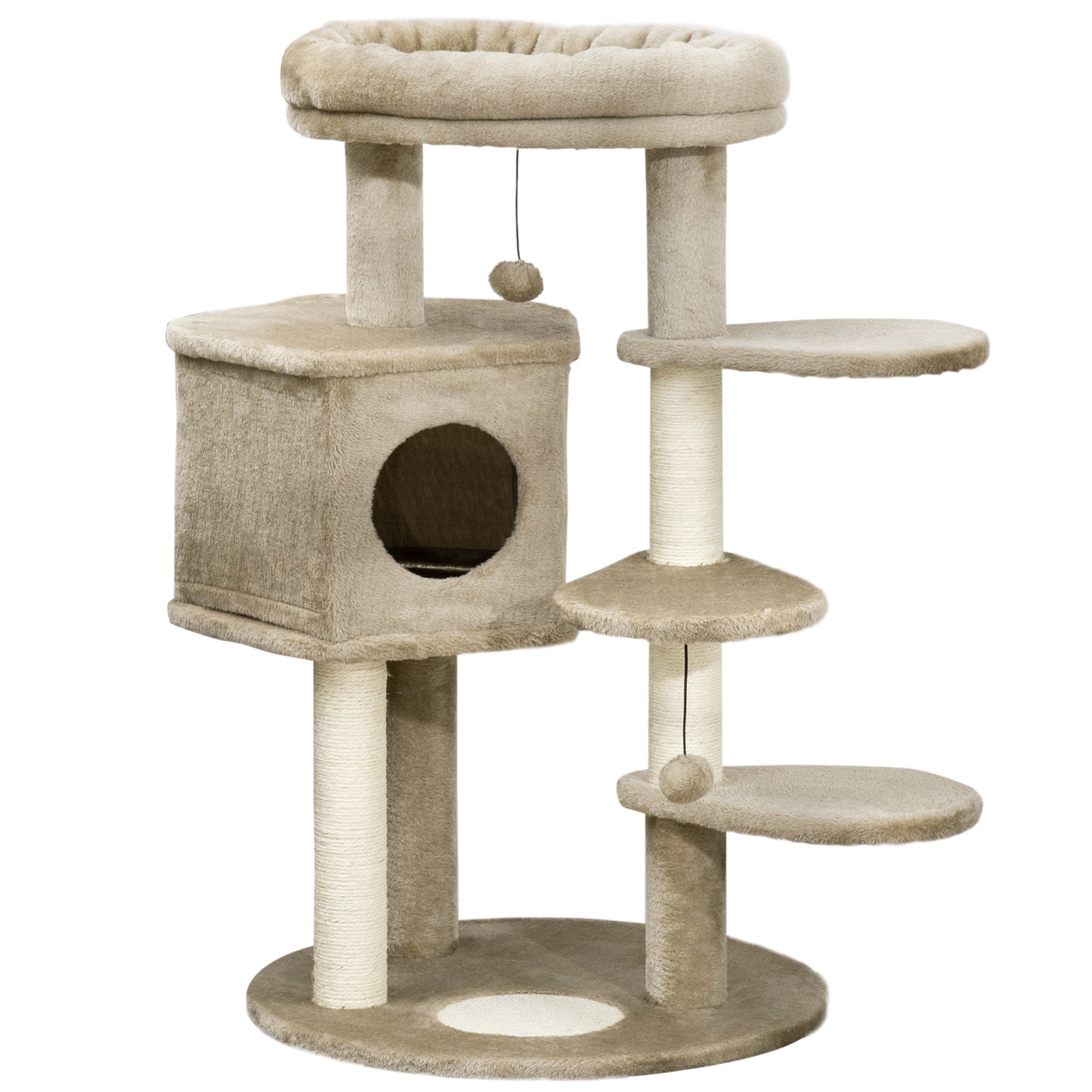Arranhador para Gatos Pequenos - 55x55x94 cm - Marrom e Creme