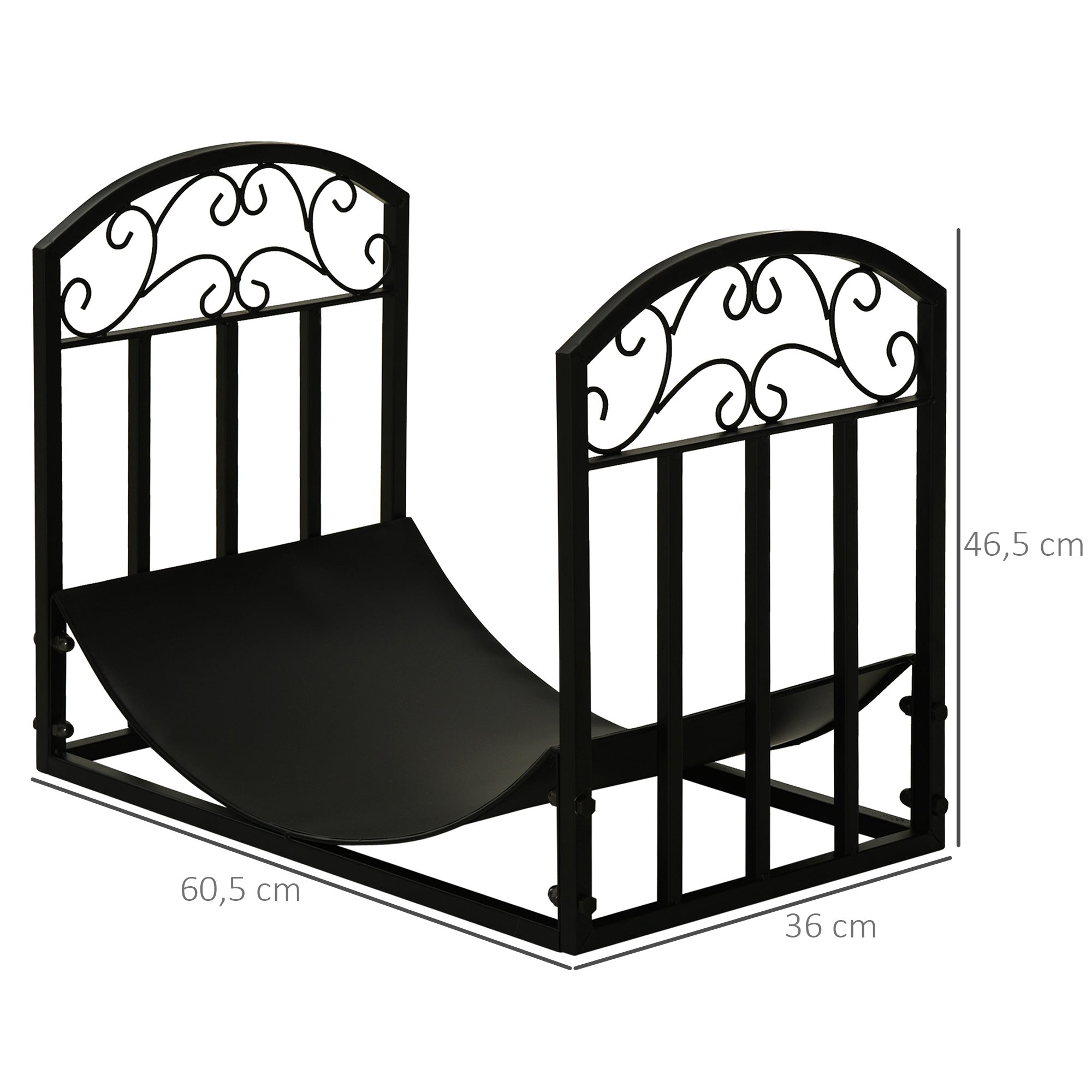 Suporte para Lenha Curvo Preto 60,5x36x46,5 cm - Capacidade 60 kg