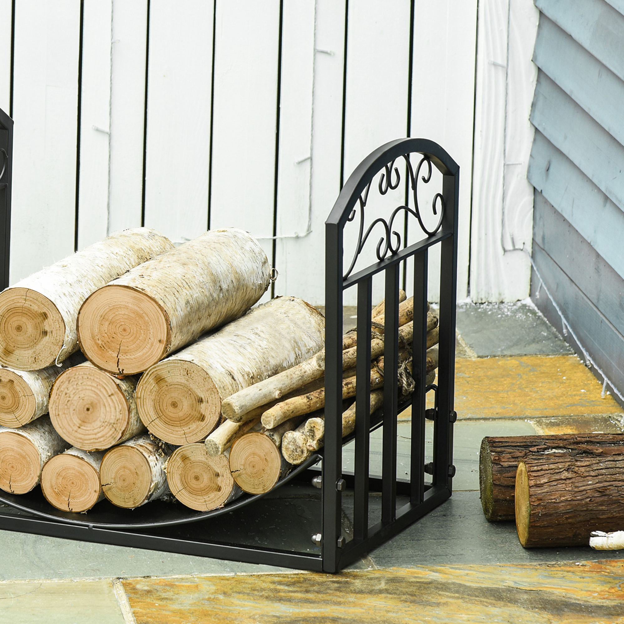 Suporte para Lenha Curvo – 60,5x36x46,5 cm – Preto – Metal