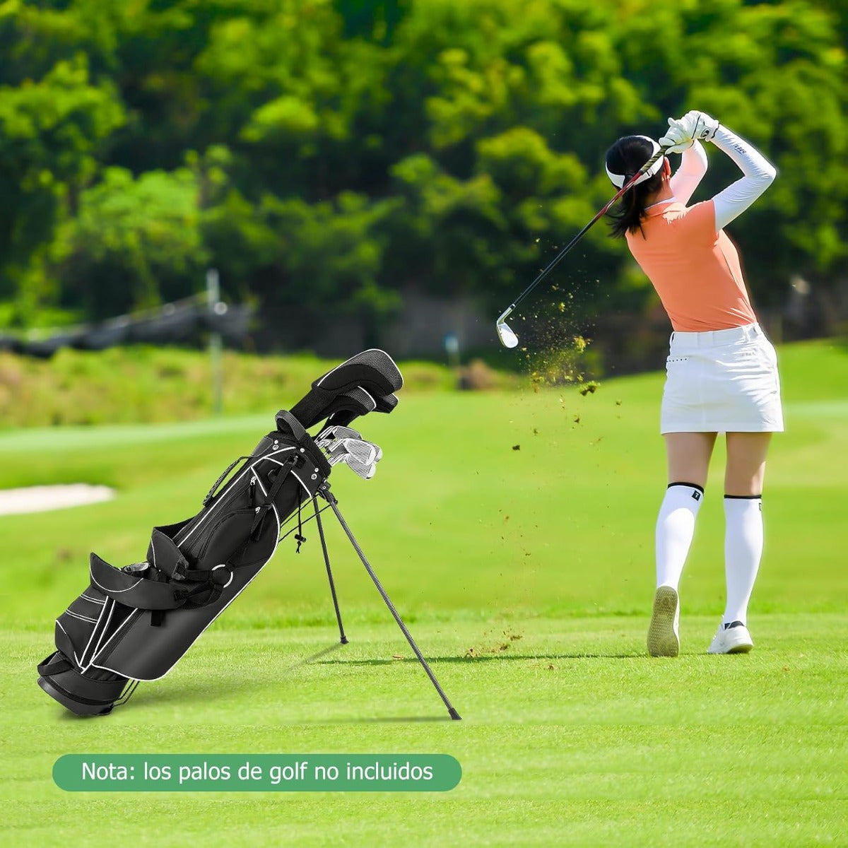 Bolsa com Tripé de Golfe 4 Divisórias 4 Bolsos com Fecho de Correr Alças de Ombro Ajustáveis com Cobertura Impermeável Preto