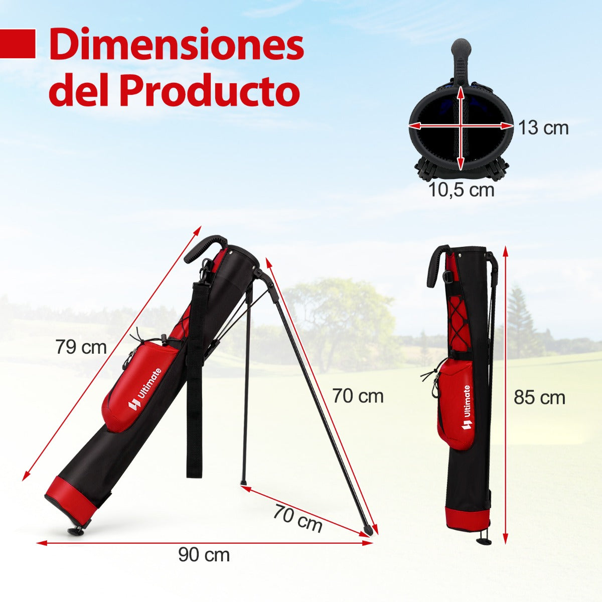 Bolsa de Golfe Leve com Suporte para Campo de Prática Par 3 e Campos Executivos para Mulheres e Homens - Vermelho