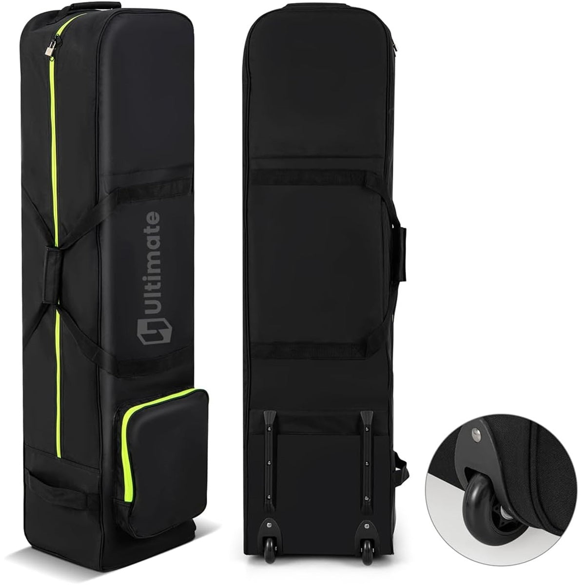 Bolsa de Golfe Dobrável com Rodas Capa de Viagem para Golfe com 3 Pegas e Bolso Lateral Tecido Oxford Impermeável