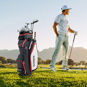 Bolsa de Golfe Leve de Grande Capacidade com 14 Divisórias 8 Bolsos Capa de Chuva Bolsa Térmica para Bebidas 39x25x128 cm Preto