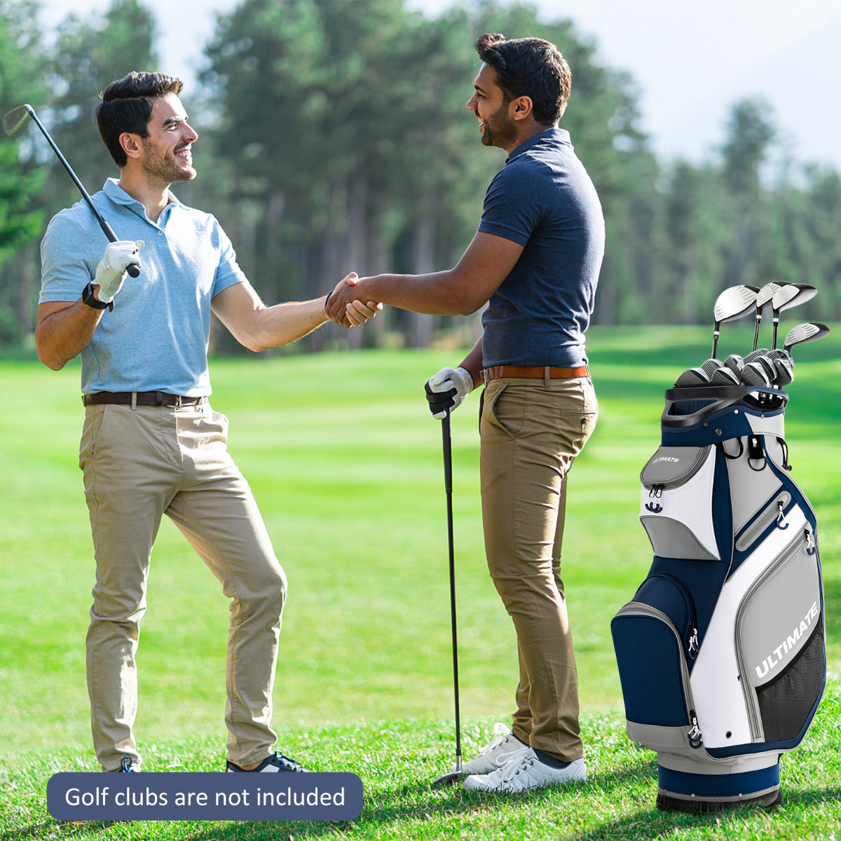 Bolsa de Suporte para Golfe Bolsa de Carrinho de Golfe Leve e Portátil com 14 Divisórias 7 Bolsos Capa para Chuva 42 x 31 x 91,5 cm Azul