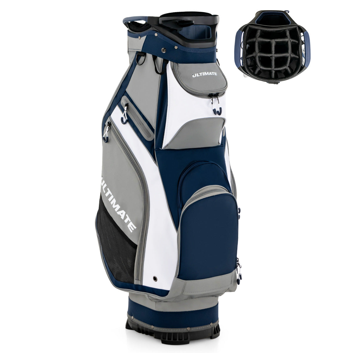 Bolsa de Suporte para Golfe Bolsa de Carrinho de Golfe Leve e Portátil com 14 Divisórias 7 Bolsos Capa para Chuva 42 x 31 x 91,5 cm Azul