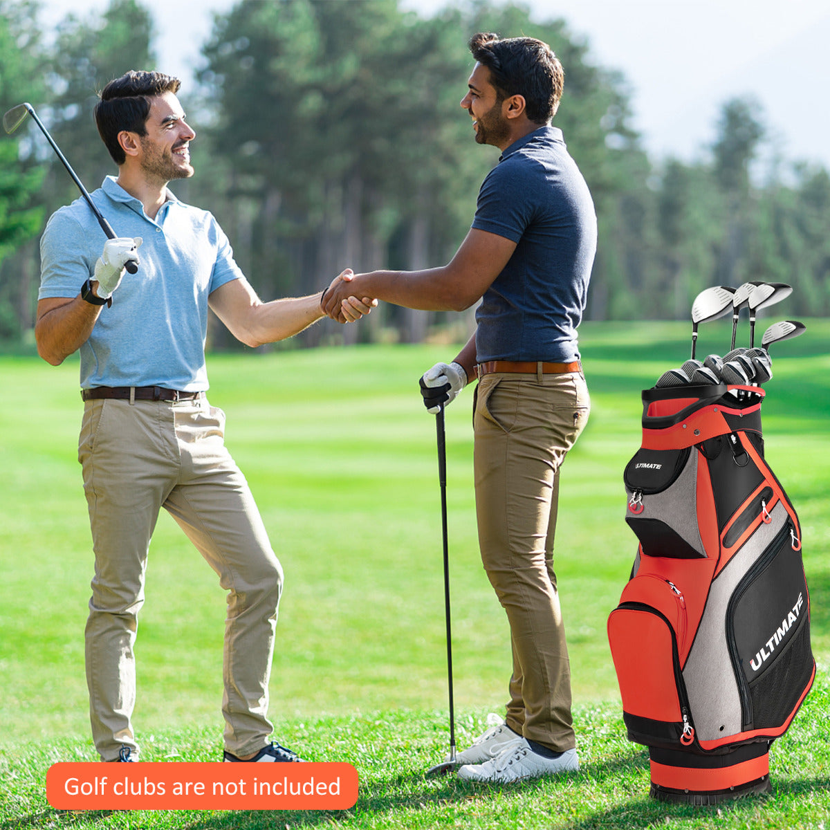 Bolsa de Transporte para Golfe Leve e Portátil com 14 Divisórias 7 Bolsos Capa de Chuva 42 x 31 x 91,5 cm Vermelho