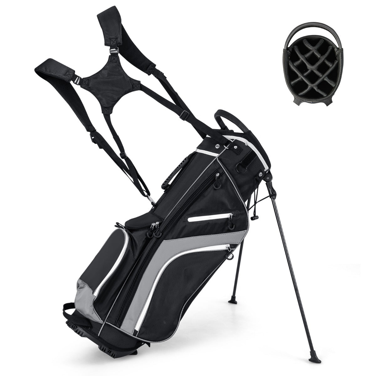 Bolsa para Golfe com Divisores Superiores de 14 Direções – Cinzenta