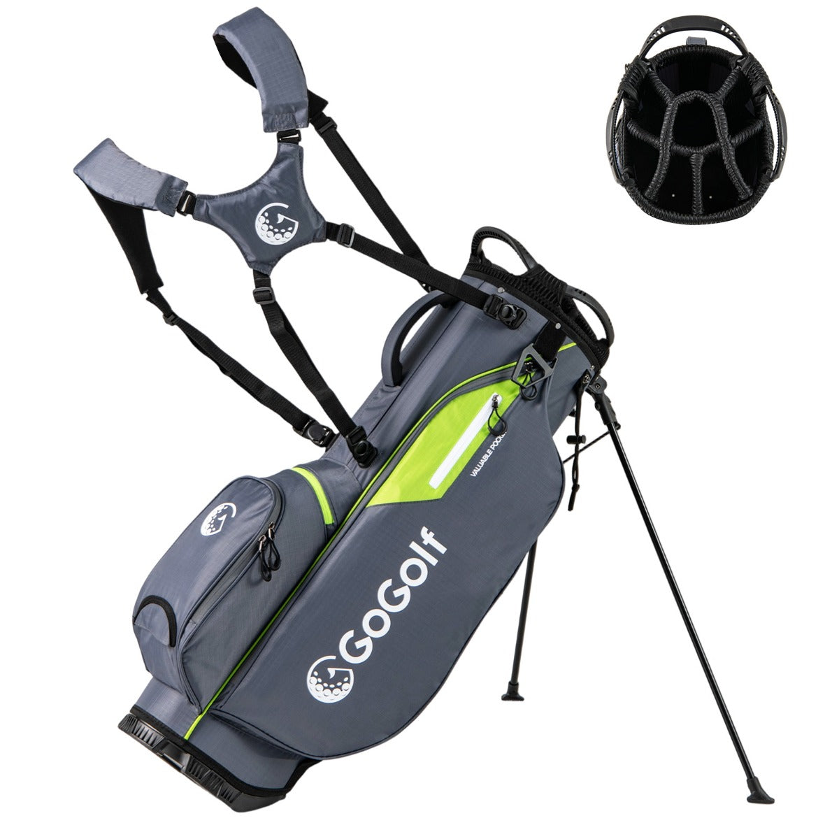 Bolsa de Golfe com Tripé e 8 Divisórias, 5 Bolsos com Fecho e Dupla Alça Ajustável para o Ombro Capa de Chuva Cinzenta