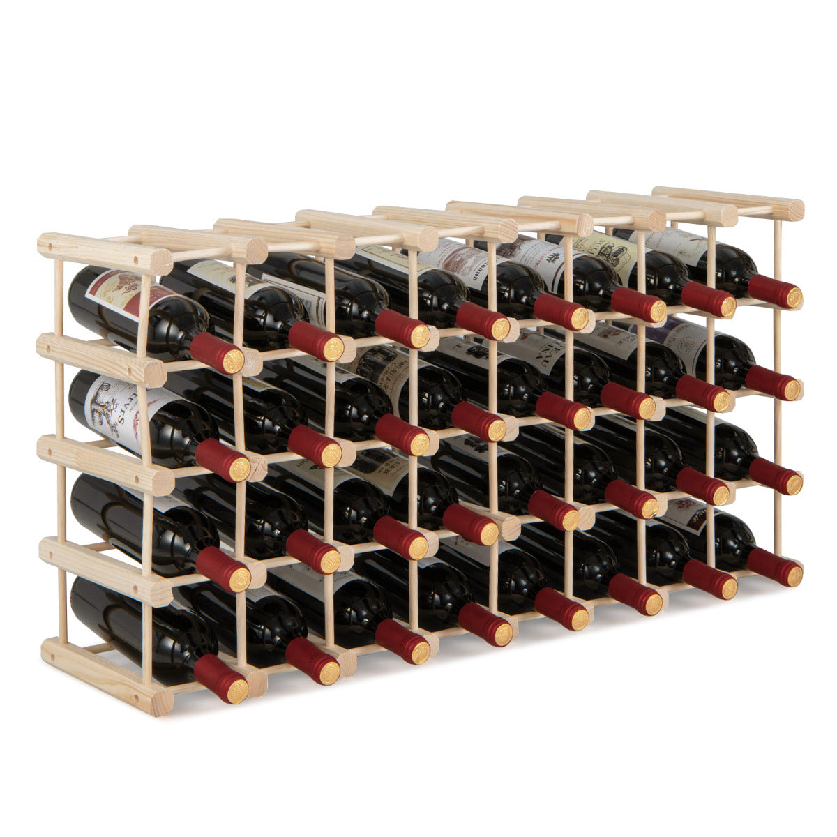 Garrafeira de Madeira Maciça para 36 Garrafas Vinhos Estante de Exposição 5 Níveis para Cozinha Despensa Adega Bar 44,5 x 24 x 86 cm Natural