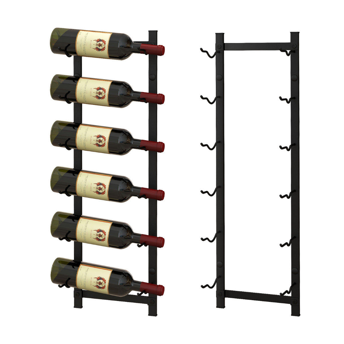 Suporte de Parede para 6 Garrafas de Vinho em Metal Inoxidável para Cozinha Sala de Jantar Bar