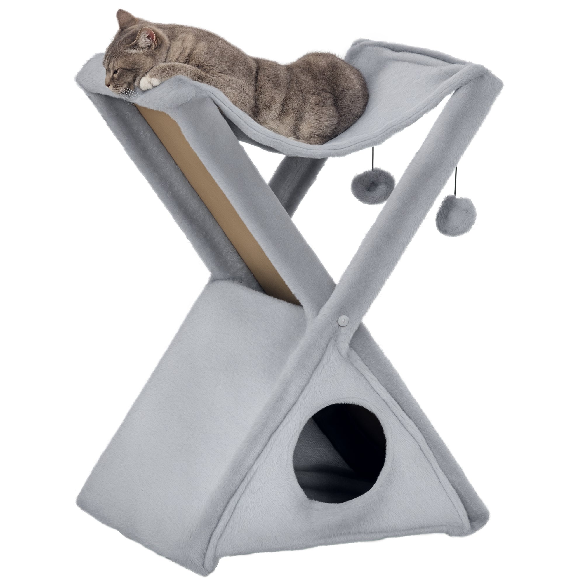 Árvore Arranhadora Dobrável para Gatos 54.5x32x65cm Cinza