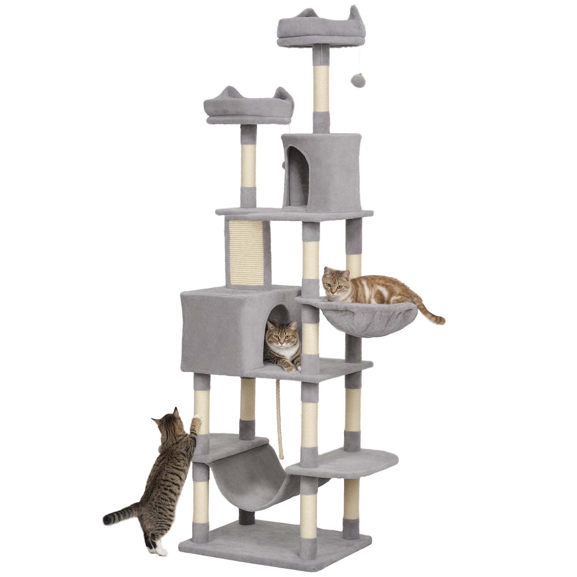 Arranhador para Gatos Grande Cinza Claro - Medidas 60x50x206 cm