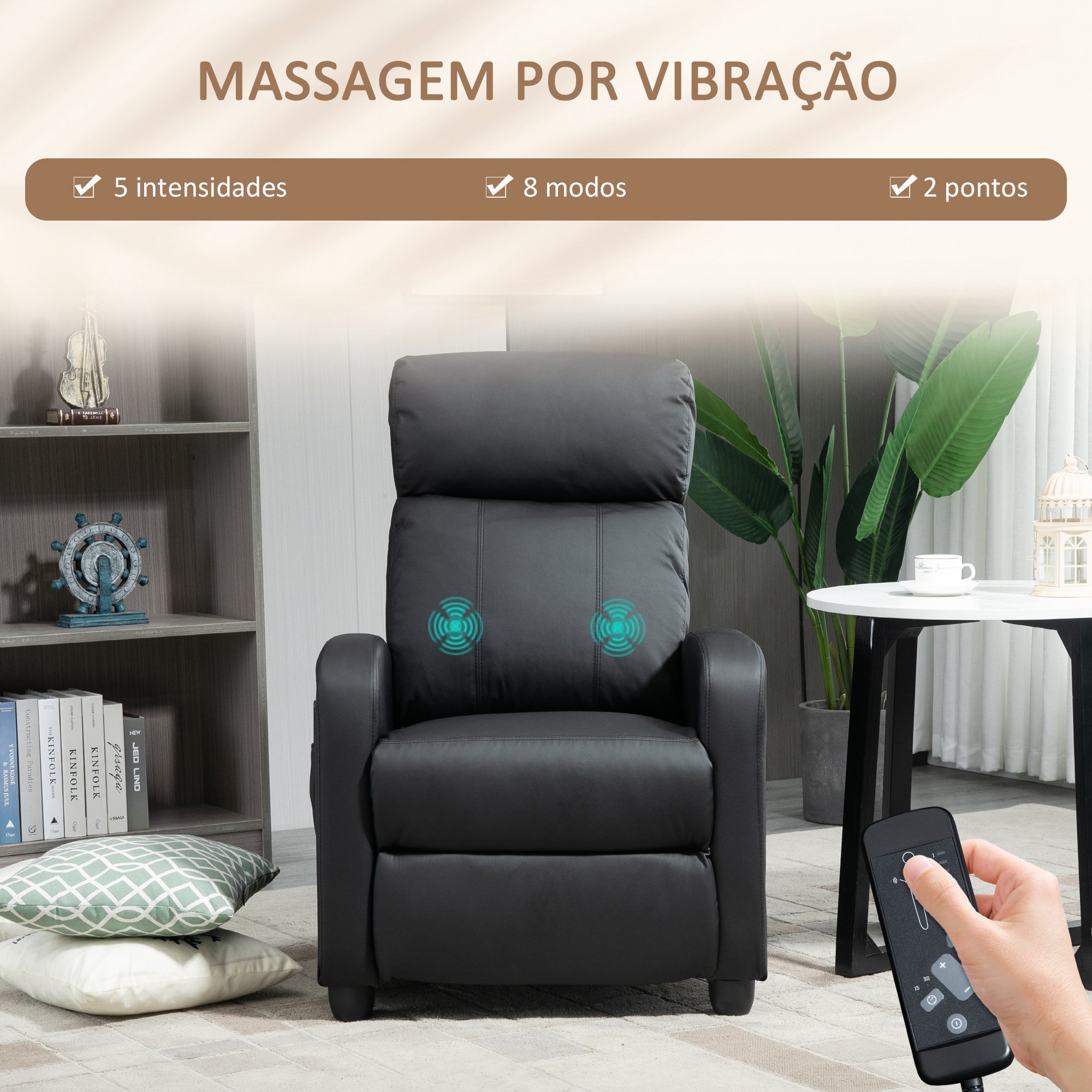 Poltrona de Massagem Relax Reclinável 68x88x98 cm Preto