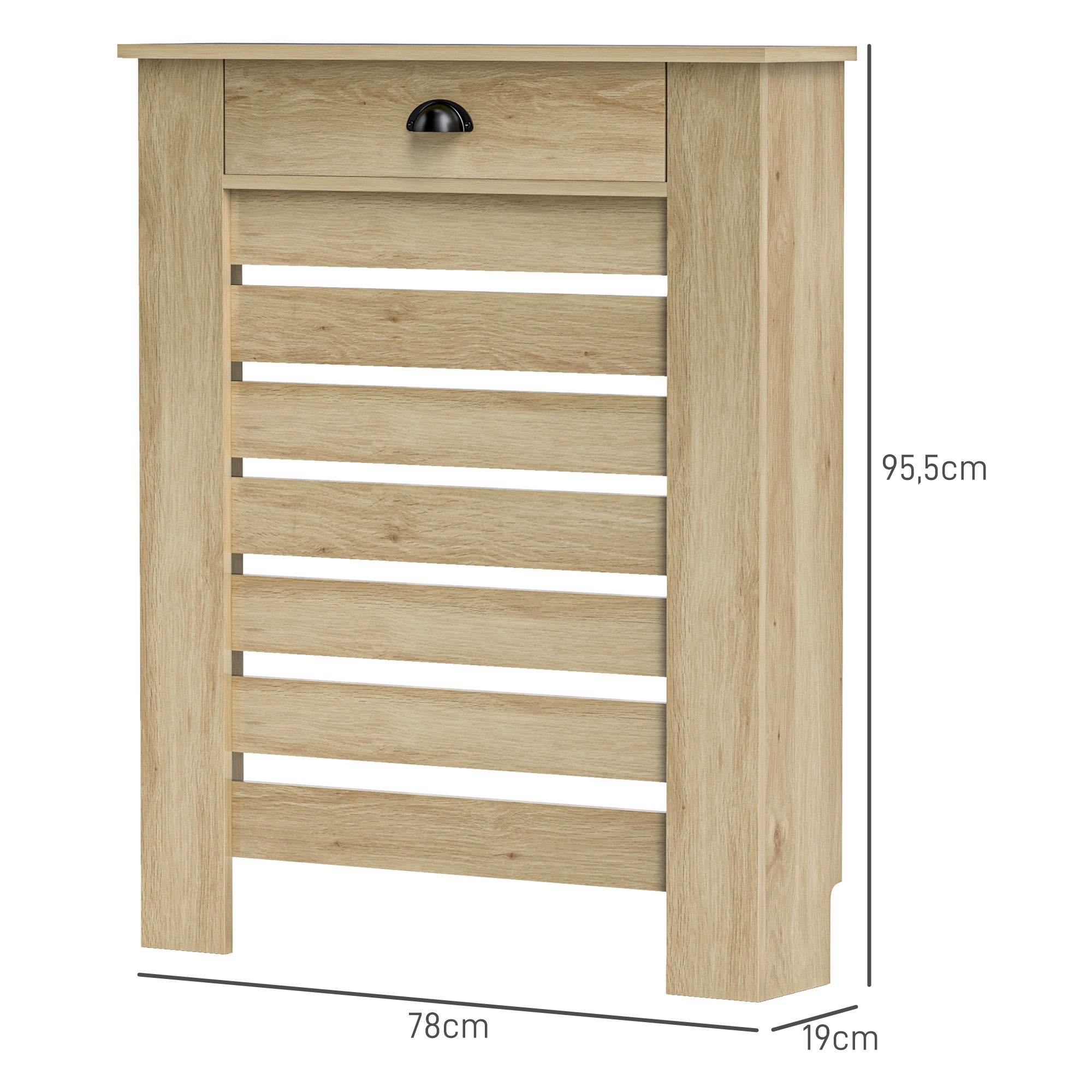 Cobertura para Radiador em MDF – 78x19x95,5 cm – Cor de Carvalho