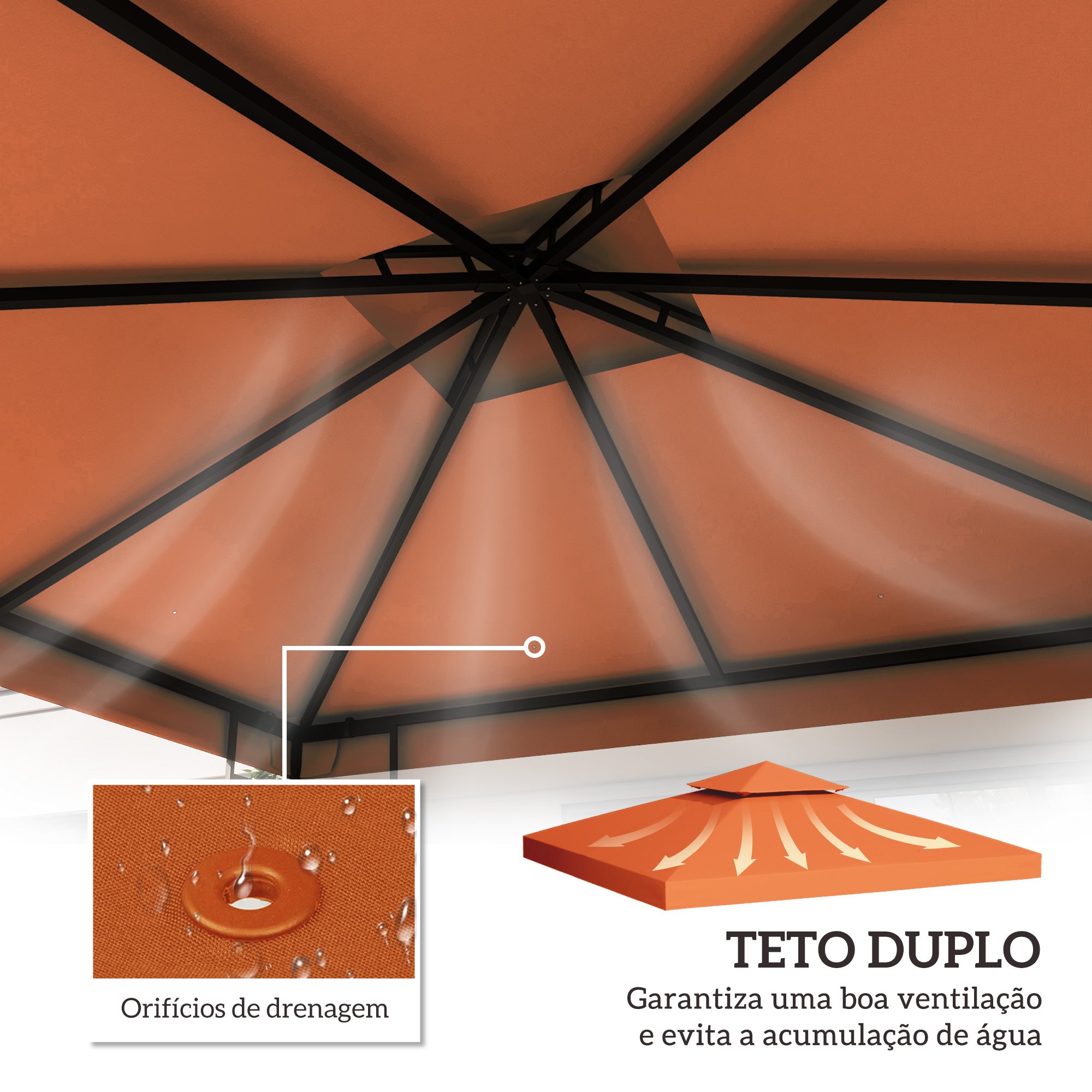 Toldo de Substituição Terracota 300x300 cm para Pérgolas de Jardim
