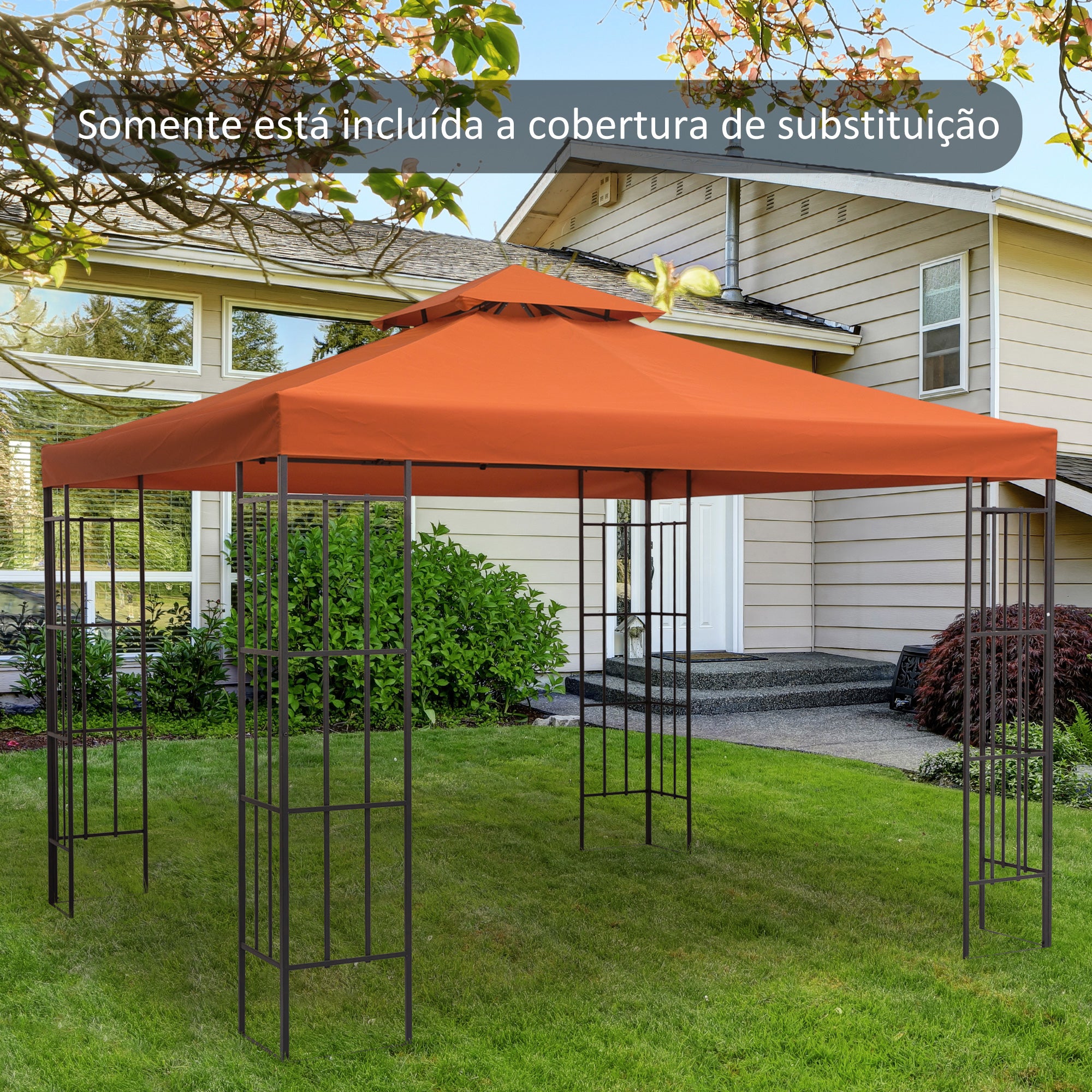 Toldo de Substituição Terracota 300x300 cm para Pérgolas de Jardim