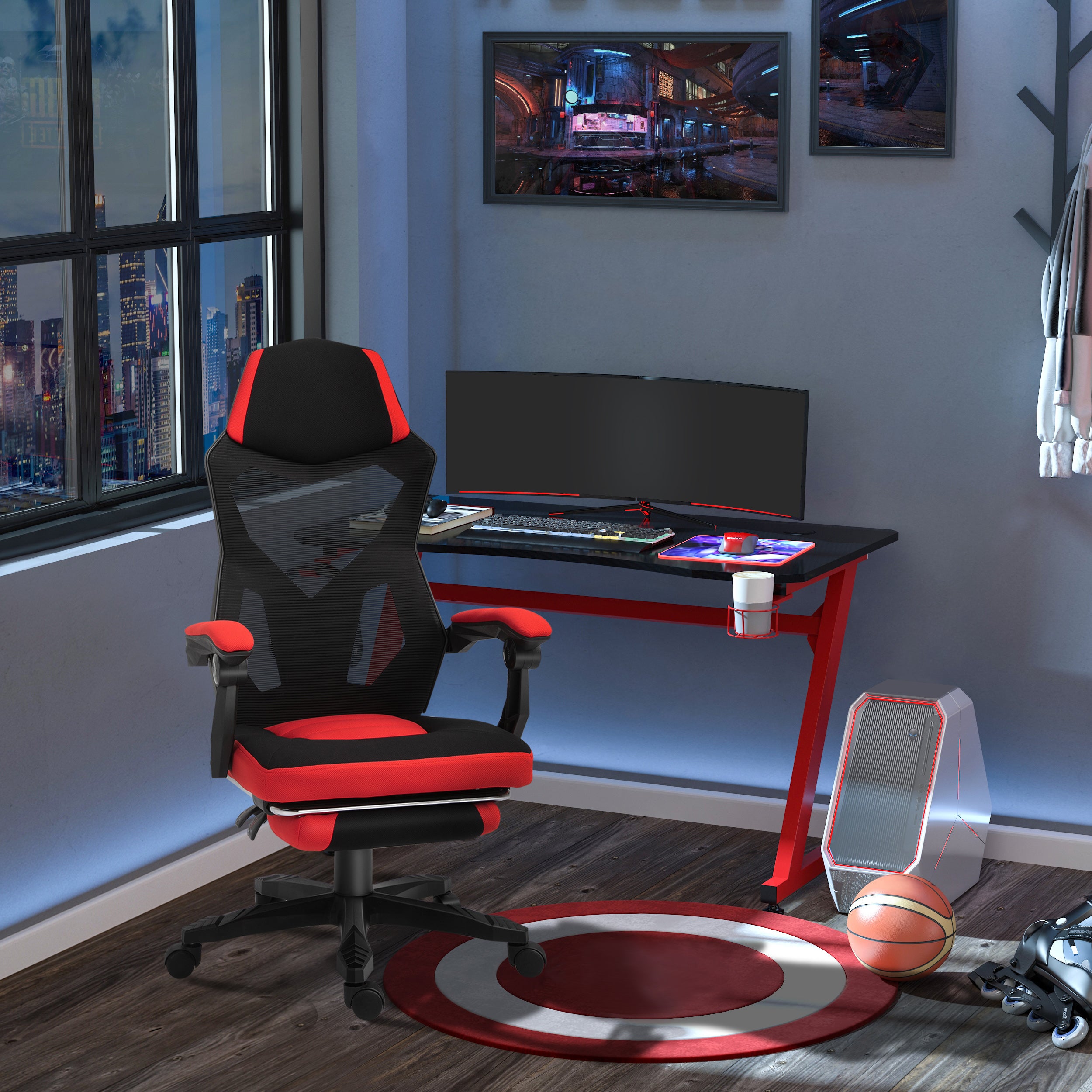 Cadeira de Escritório Ergonômica Vermelha 58x72x108-118cm
