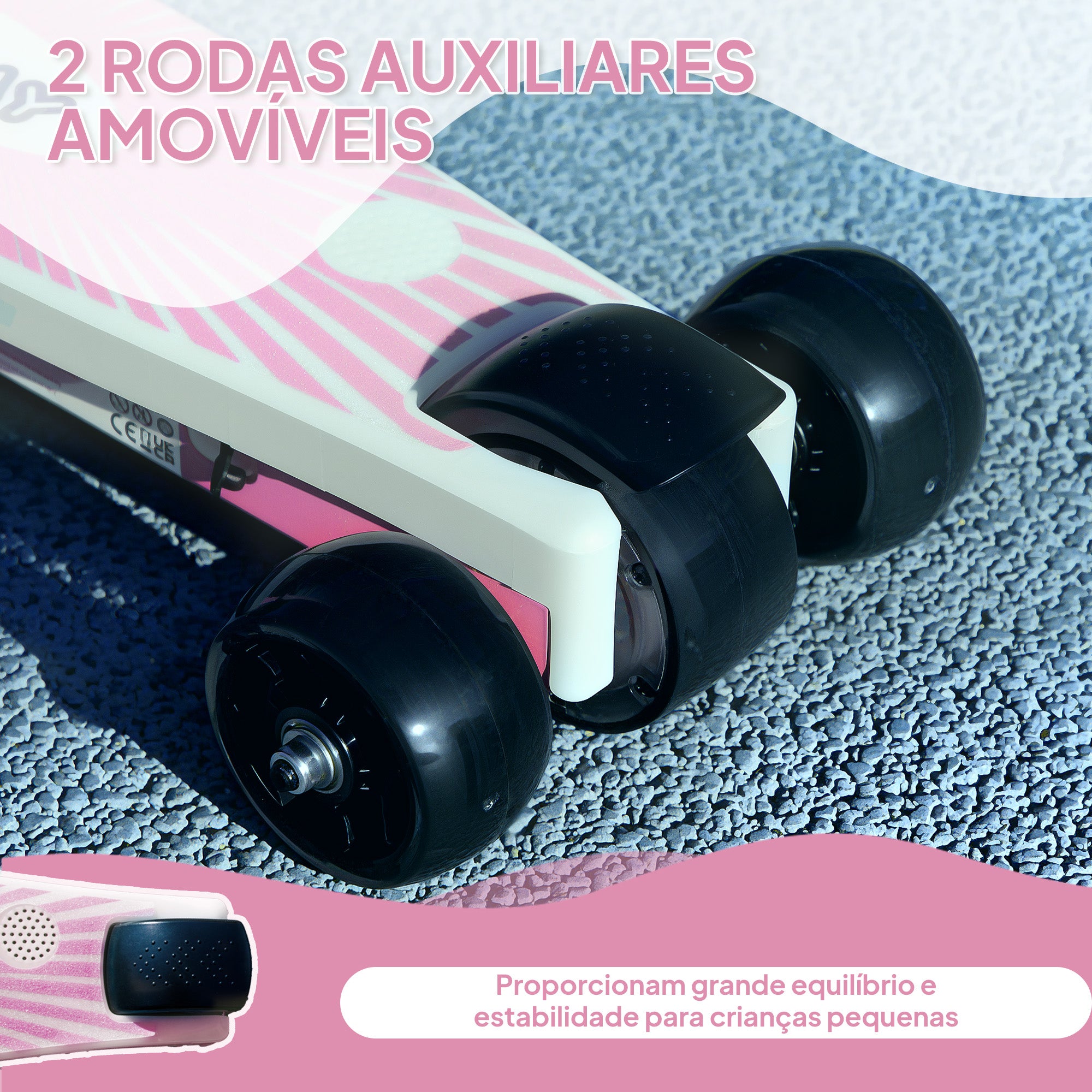 Trotinete Elétrica para Crianças 4-7 Anos - Rosa (68x46x83 cm)