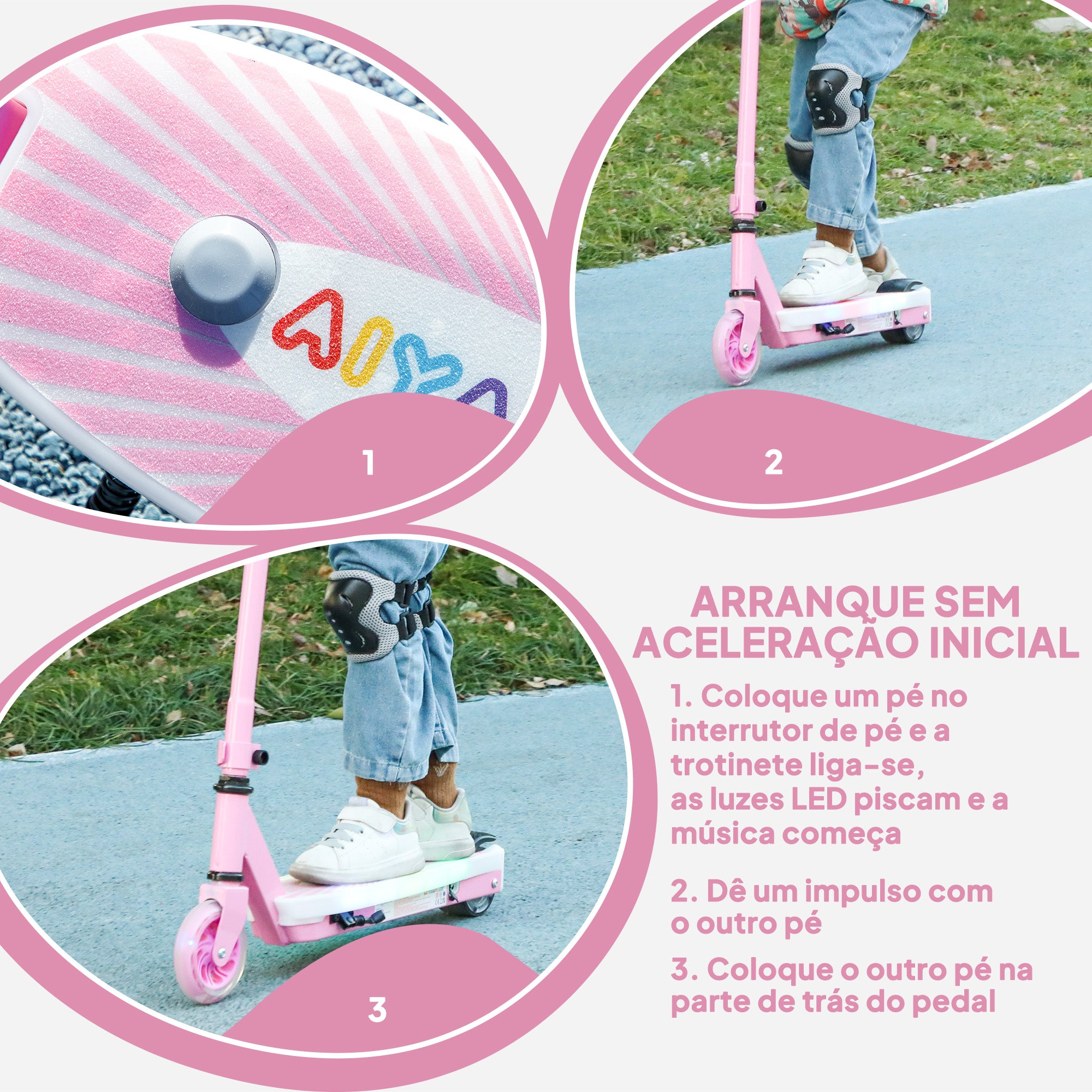Trotinete Elétrica para Crianças 4-7 Anos - Rosa (68x46x83 cm)