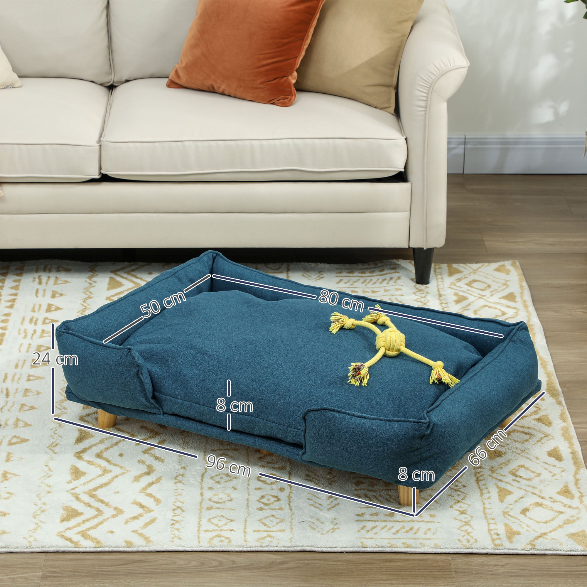 Sofá Cama para Cães Grandes 96x66x24 cm Azul
