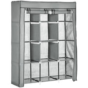 Roupeiro de Tecido Dobrável com 8 Prateleiras - 125x43x162,5cm (Cinza Claro)