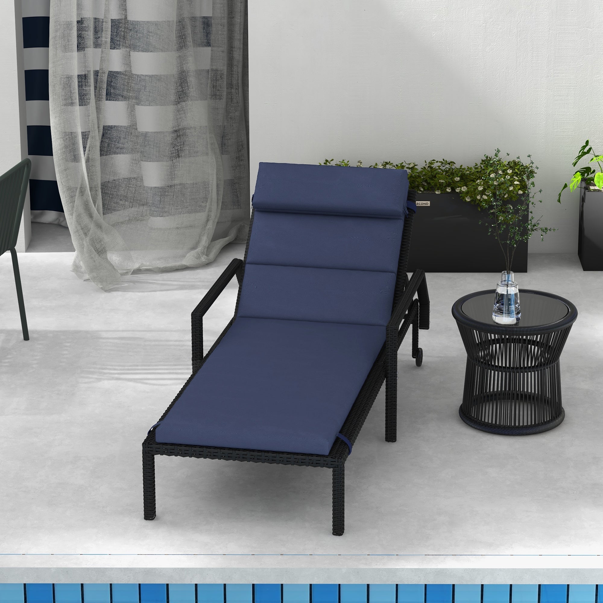 Almofada para Espreguiçadeira 196x63x6 cm em Azul