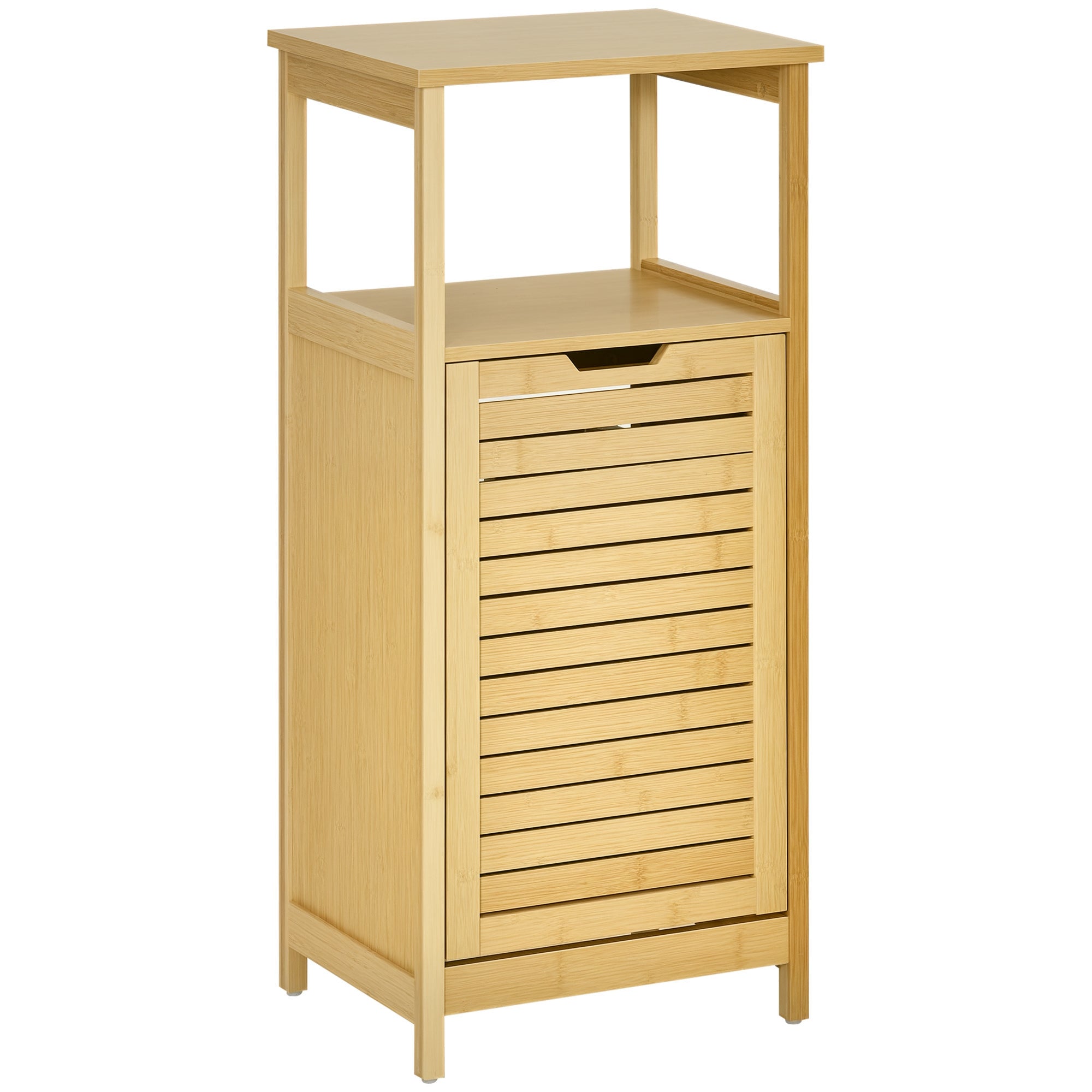 Cesto para Roupa de Bambú com 2 Prateleiras e Cesta Removível 40x30x86.5 Natural
