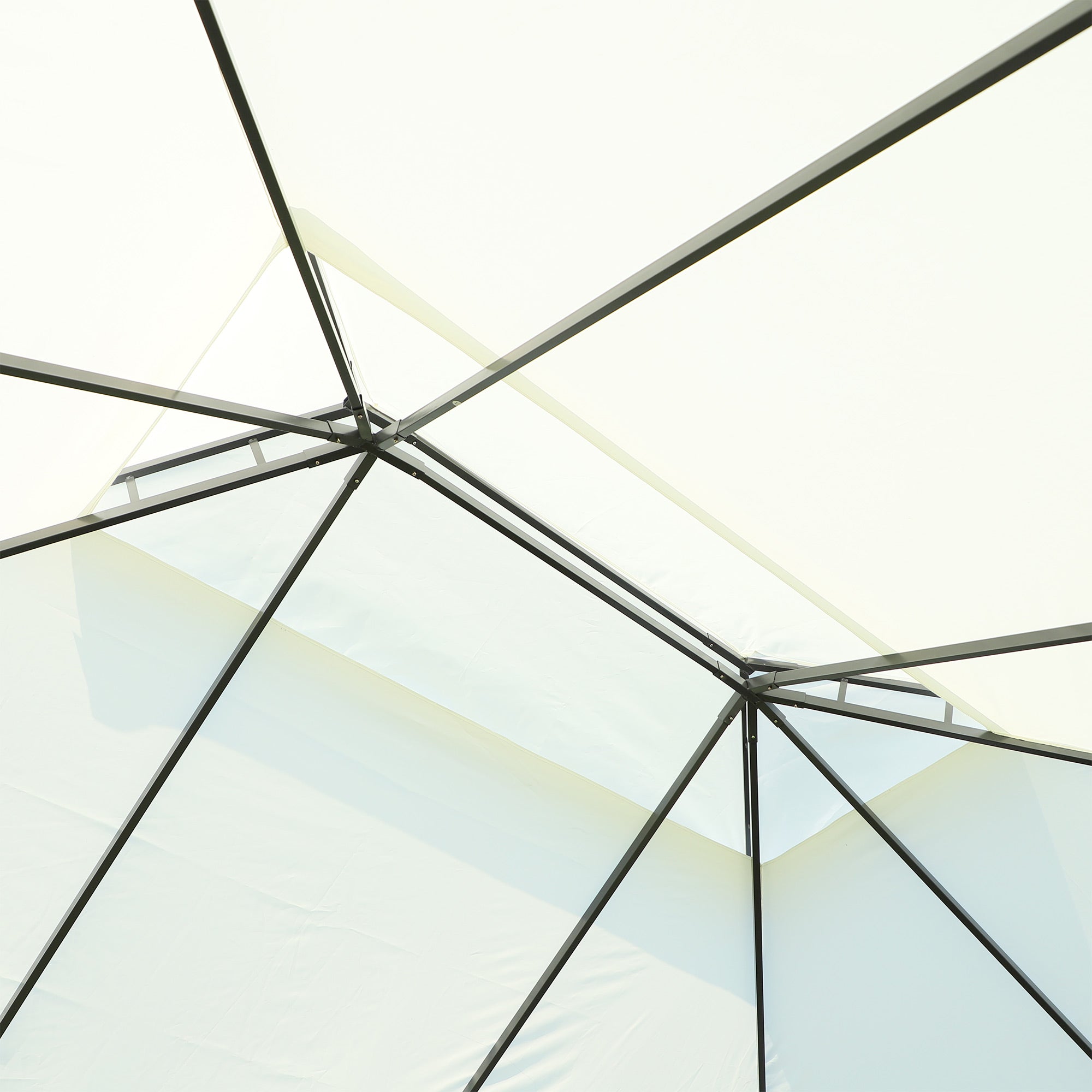 Pérgola de Jardim Branca 390x290 cm com Teto Ventilado e Cortinas Laterais