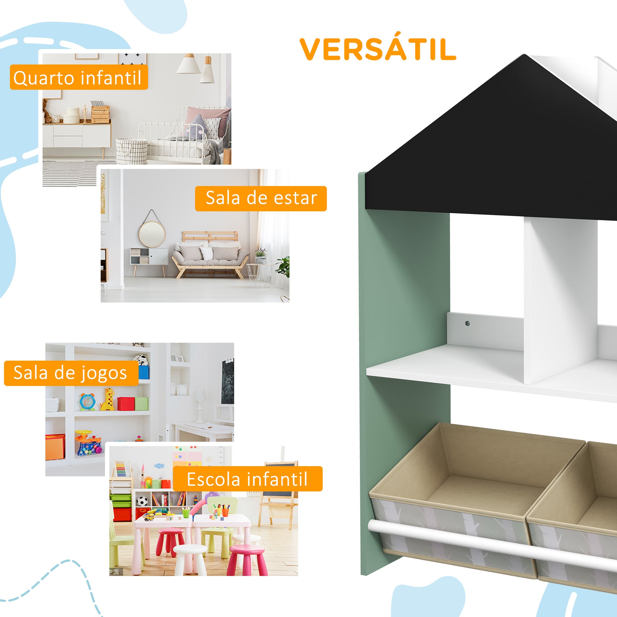 Estante Organizadora Infantil 62,4x26,5x90 cm Verde